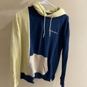 Scotch & Soda Men's Blue Yellow and Cream Colorblock Pullover Hoodie